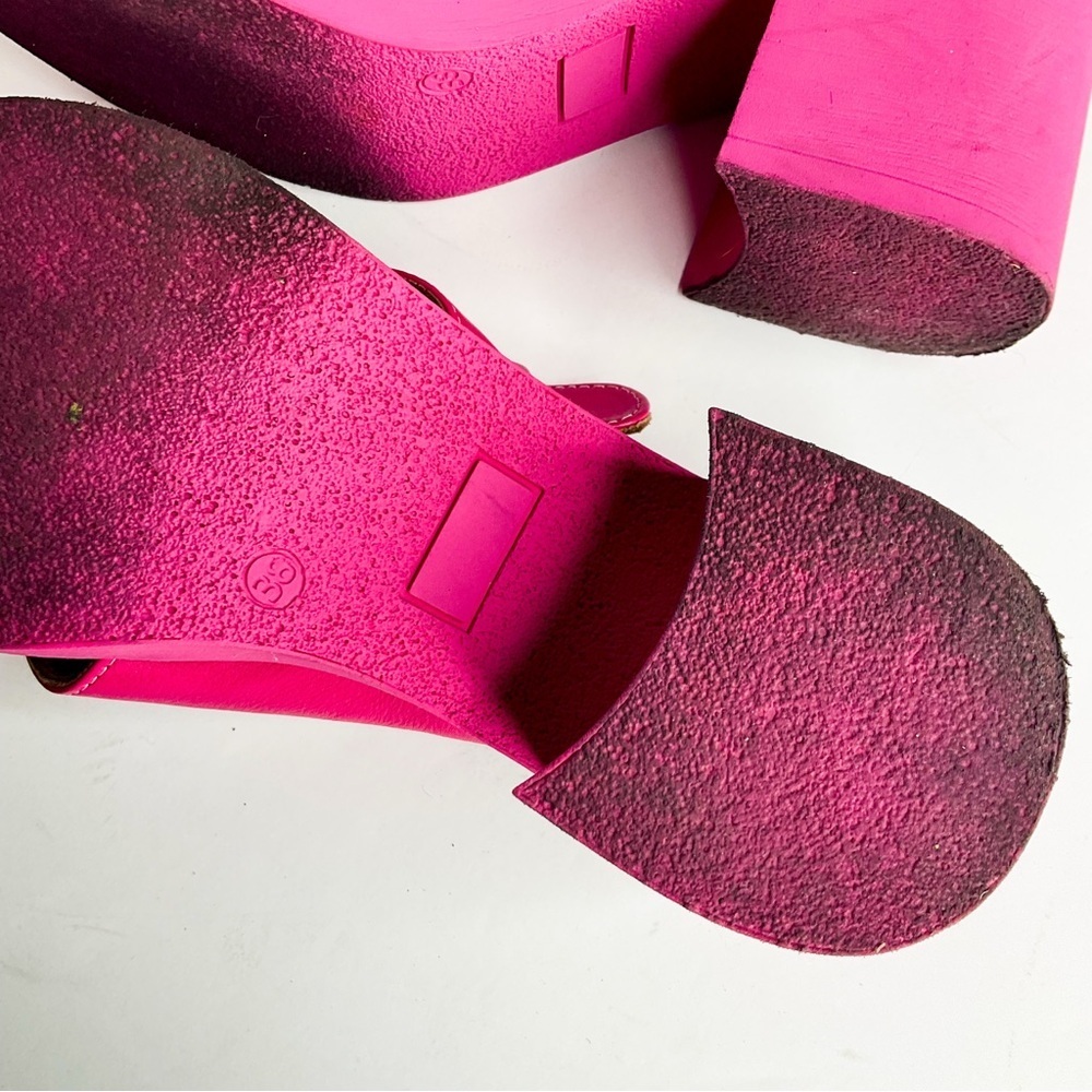 BUENO Bright Pink Leather Platform Sandals In Great Condition - Picture 7 of 8